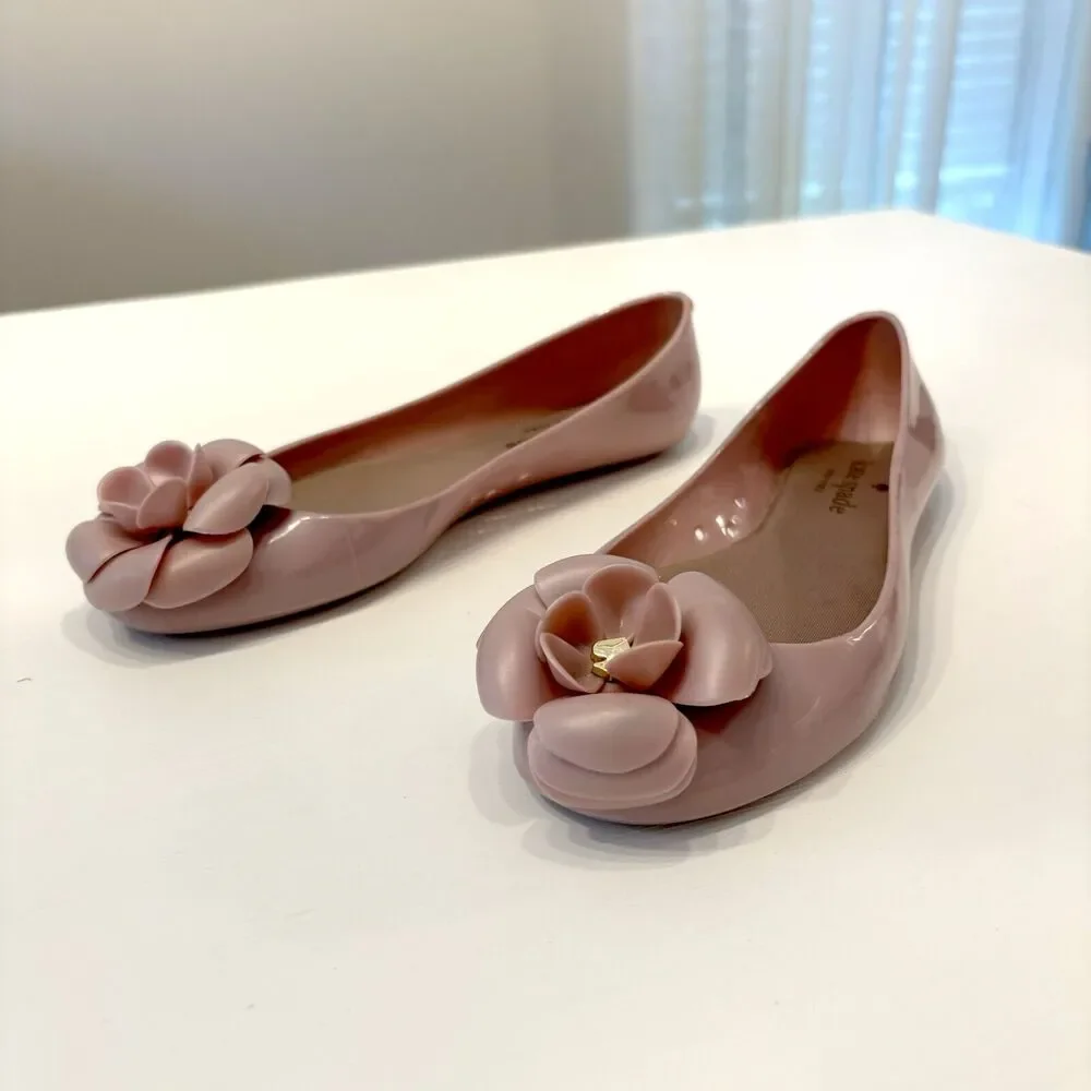 Kate Spade‎ Pink Rose Jelly Camilla Flower Ballerina / Ballet Flats Shoes Size 6